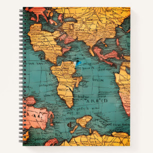 Oude kaart van de wereld eco-vriendelijk notitieboek