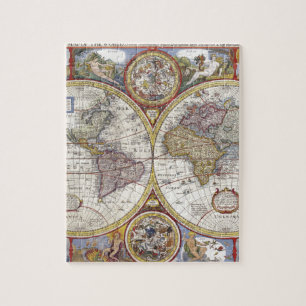 Oude kaart van de wereld legpuzzel