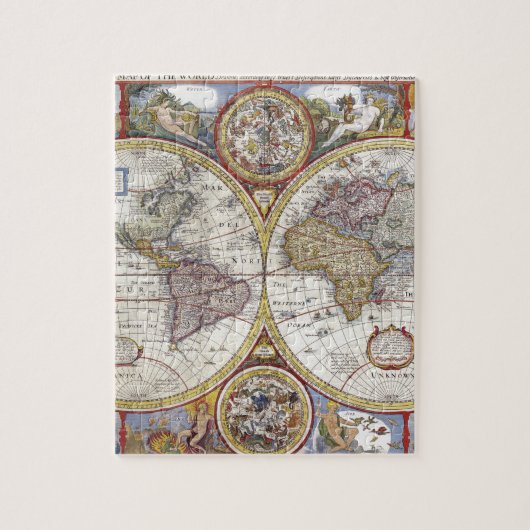 Oude kaart van de wereld legpuzzel (Verticaal)