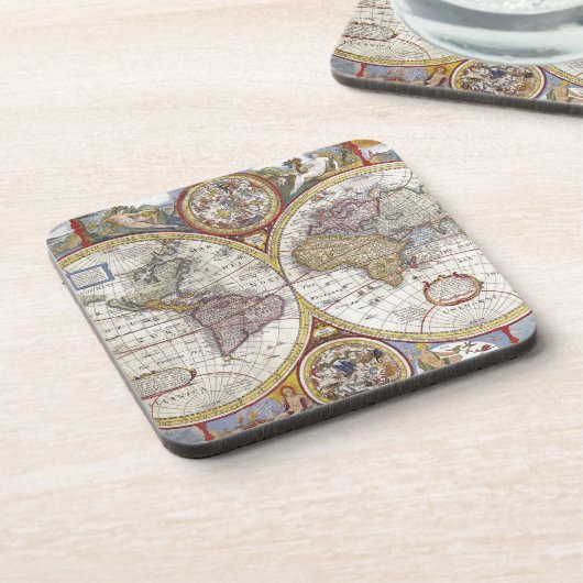 Oude kaart van de wereld onderzetter (Linkerzijde)