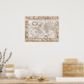 Oude kaart van de wereld poster (Keuken)