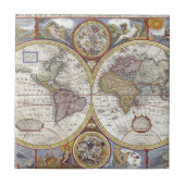 Oude kaart van de wereld tegeltje (Voorkant)