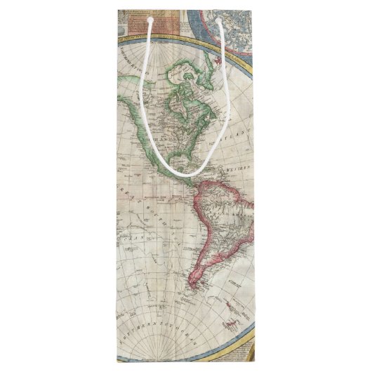 Oude kaart van de wereld wijn cadeautas (Achterkant)