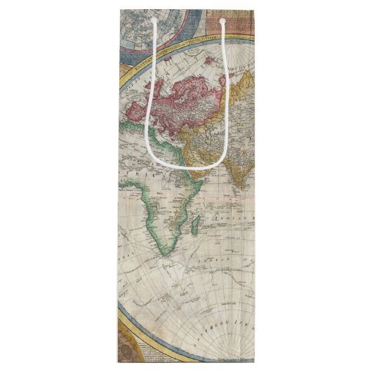 Oude kaart van de wereld wijn cadeautas (Voorkant)