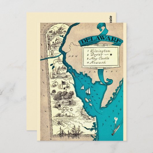 Oude kaart van Delaware  (Voorkant / Achterkant)