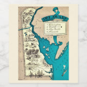 Oude kaart van Delaware Wijn Etiket (Enkel label)
