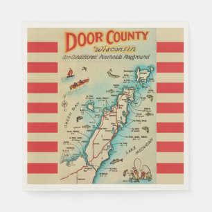 Oude kaart van Door County ansichtkaart Servet