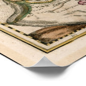 Oude kaart van Europa als een leeuw Poster (Hoek)