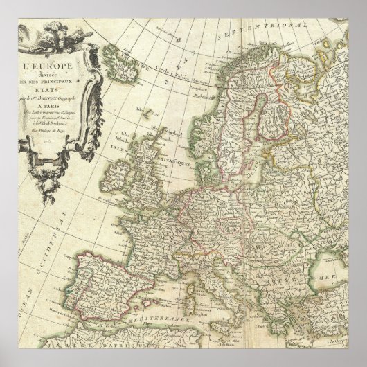Oude kaart van Europa Poster (Voorkant)