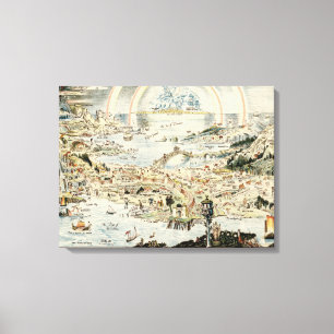 Oude kaart van Fairyland door Bernard Sleigh Canvas Afdruk