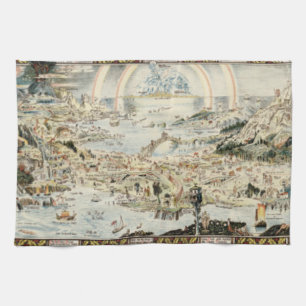 Oude kaart van Fairyland door Bernard Sleigh Theedoek