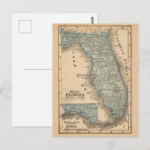 Oude kaart van Florida ansichtkaart (Voorkant / Achterkant)
