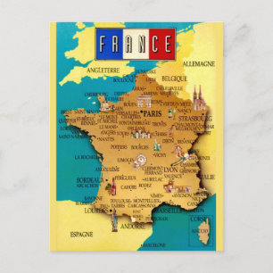Oude kaart van Frankrijk ansichtkaart