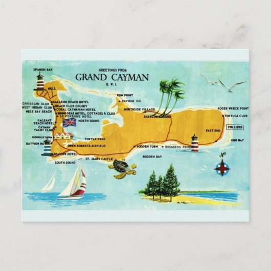 Oude kaart van Grand Cayman (Voorkant)