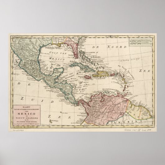 Oude kaart van het Caribisch gebied (1765) Poster (Voorkant)