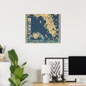 Oude kaart van het Floridaschiereiland Poster (Thuiskantoor)