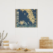Oude kaart van het Floridaschiereiland Poster (Keuken)