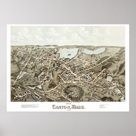 Oude kaart van het kanton Massachusetts in 1878 Poster (Voorkant)