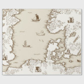 Oude kaart van het Noorden Zee, Groot-Brittannië e Cadeaupapier (Vlak)