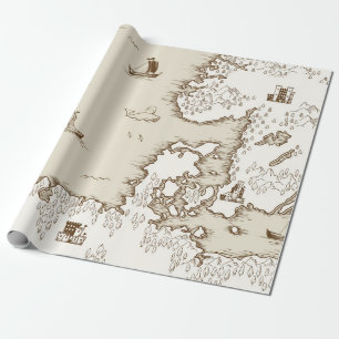 Oude kaart van het Noorden Zee, Groot-Brittannië e Cadeaupapier