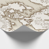 Oude kaart van het Noorden Zee, Groot-Brittannië e Cadeaupapier (Hoek)