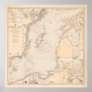 Oude kaart van het Oostzeegebied (1923) Poster