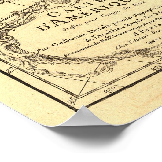 Oude kaart van het Westerne halfrond. Frans 1780 Poster (Hoek)