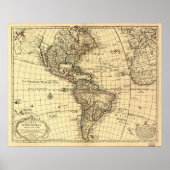 Oude kaart van het Westerne halfrond. Frans 1780 Poster (Voorkant)