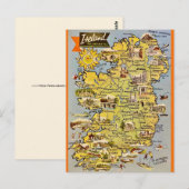 Oude kaart van Ierland ansichtkaart (Voorkant / Achterkant)