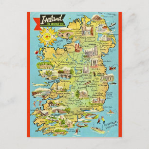 Oude kaart van Ierland ansichtkaart