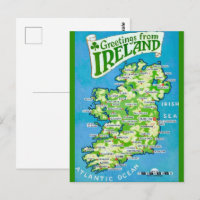 Oude kaart van Ierland ansichtkaart