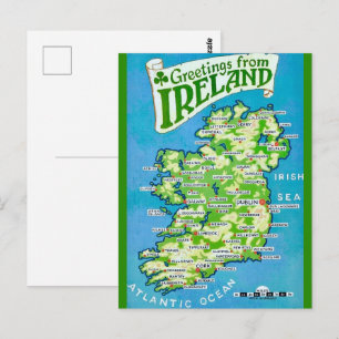 Oude kaart van Ierland ansichtkaart