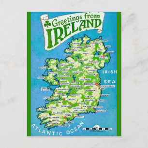 Oude kaart van Ierland ansichtkaart