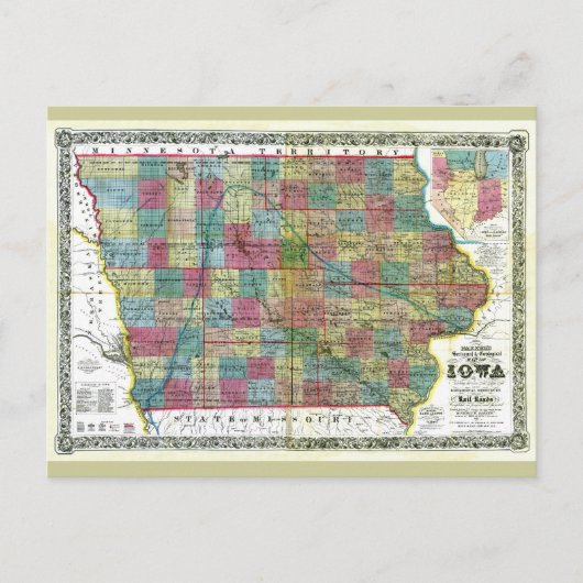 Oude kaart van Iowa uit 1856 (Voorkant)