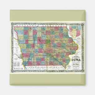 Oude kaart van Iowa uit 1856 Magneet