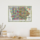 Oude kaart van Iowa uit 1856 Poster (Keuken)
