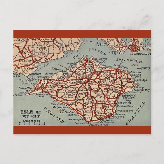 Oude kaart van Isle of Wight ansichtkaart (Voorkant)