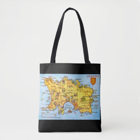 Oude kaart van Jersey Tote Bag (Voorkant)
