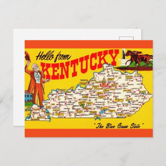 Oude kaart van Kentucky op ansichtkaart (Voorkant / Achterkant)