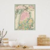Oude kaart van Lake Michigan 1838 Poster (Keuken)