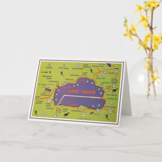 Oude kaart van Lake Tahoe  (Gele Bloem)