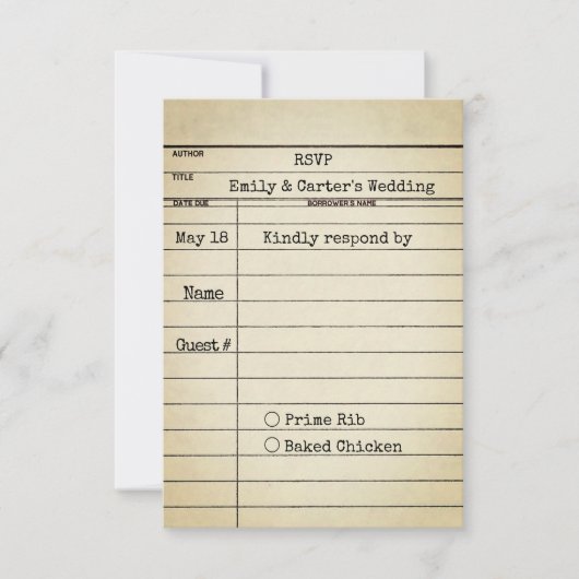 Oude Kaart van Library Wedding RSVP (Voorkant)