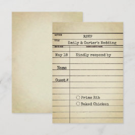 Oude Kaart van Library Wedding RSVP