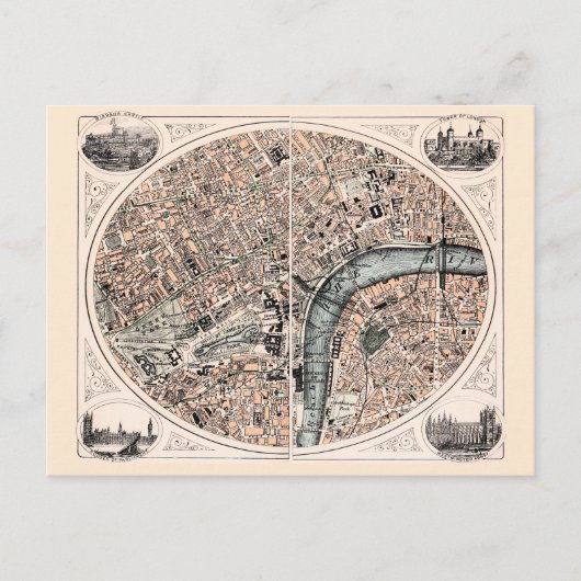 Oude kaart van Londen (Voorkant)