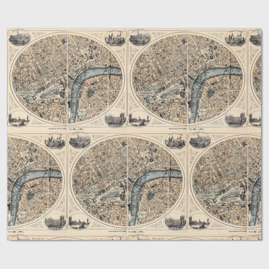 Oude kaart van Londen Cadeaupapier (Vlak)