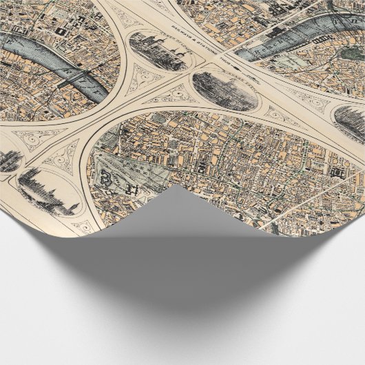 Oude kaart van Londen Cadeaupapier (Hoek)