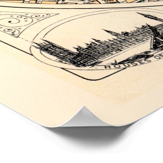 Oude kaart van Londen Poster (Hoek)