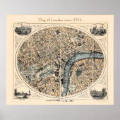 Oude kaart van Londen Poster (Voorkant)