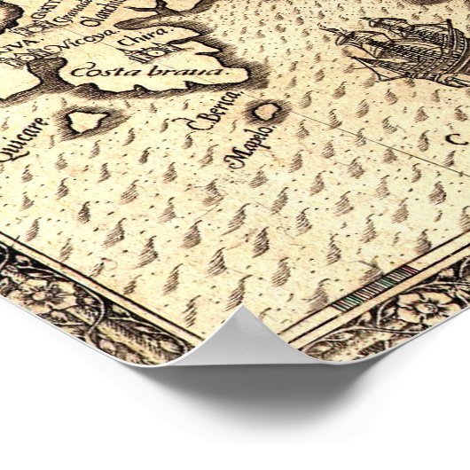 Oude Kaart van Midden-Amerika Poster (Hoek)