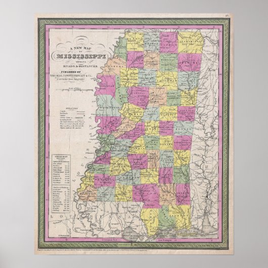 Oude kaart van Mississippi, 1853 Poster (Voorkant)